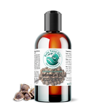 Bella Terra Oils - Organic Moringa Seed Oil 2 oz - Luxuriously Cold-Pressed, High in Vitamin A, C &amp; E, Abundant in Oleic Acid, A Facial Elixir for Radiant Beauty