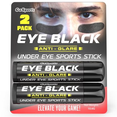 GoSports Anti Glare Eye Black Sports Stick for Football, Baseball, Softball &amp; More - 2 Pack Under Eye Sports Paint Sticks