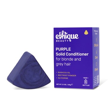 Ethique Purple Conditioner Bar for toning brassy hair - Plastic-Free, Cruelty-Free, Vegan, 2.12 oz - Formerly Tone it Down