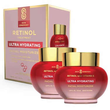Retinol &amp; Vitamin E Ultra - Hydrating Moisturizer - Smooths Wrinkles &amp; Fine Lines, Softens Skin - Dermatologist Tested, Clean Beauty, Korean Skin Care - 1.69 FL.OZ. (2 Pack)