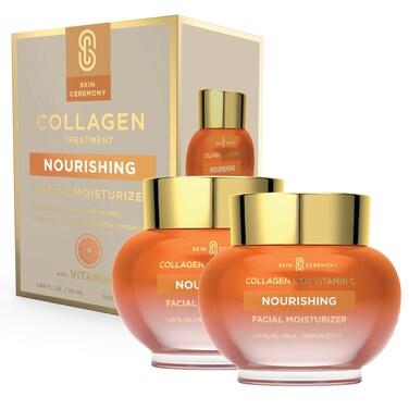 Collagen &amp; Vitamin C Nourishing Moisturizer - Reduces Wrinkles &amp; Fine Lines, Smooths Skin - Dermatologist Tested, Clean Beauty, Korean Skin Care - 1.69 FL.OZ. (2 Pack)