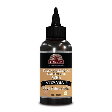 OKAY BLACK JAMAICAN CASTOR OIL with VITAMIN E and PANTHENOL 4oz / 118ml