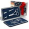 Premium Beard &amp; Mustache Set with Beard scissors for men - Facial Hair/Nose/Eyebrow Scissors - Slant Tweezers (4 Pcs Dark Blue)