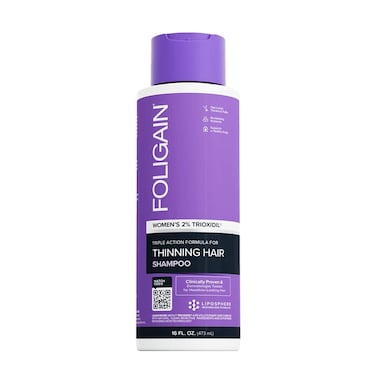 Foligain Triple Action Shampoo For Thinning Hair For Women with 2% Trioxidil   Hair Stimulating Shampoo   Women's Volumizing Shampoo (16oz), 15243