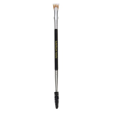 Bdellium Tools Professional Makeup Brush - Maestro Series 728 Double-ended Bent Lash Fan and Spoolie - With All-Vegan Synthetic Fibers, For Achieving Clean, Clump-free Mascara Application (Black, 1pc)