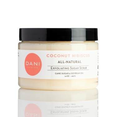 DANI Naturals Sugar Scrub - Exfoliating Coconut Hibiscus - Organic Cane Sugar, Shea Butter - 14 oz