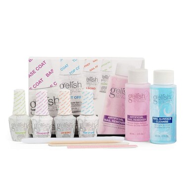 Gelish MINI Complete Basix Kit - Gel Nail Polish Prep Essentials Starter Kit with Foundation, pH Bond, Top It Off, Nourish, Artificial Nail Remover &amp; Cleanser.