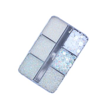 GOGOONLY Boxed Nail Crystals Nail Art Rhinestones Round Beads Flatback Glass Charms Gems Stones, 6 Sizes for Nails Decoration Makeup Clothes Shoes (Iridescent Unicorn) - BH001101