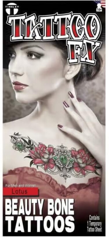 Lotus Flower Beauty Bone Tattoo - Realistic Temporary Clavicle Tattoo for Women - Easy to Apply, Durable, Festival Fashion Accessory - Film Quality Body Art