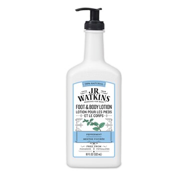 J R Watkins Foot &amp; Body Lotion, Peppermint, 18 fl oz (532 ml)