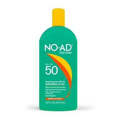 NO-AD SPF 50 Sunscreen Lotion   Broad Spectrum UVA/UVB Protection Water Resistant   Octinoxate &amp; Oxybenzone Free with moisturizing Vitamin E and Aloe 16oz