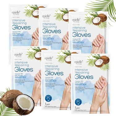 Epielle Intensive Repairing Gloves for Dry and Cracked Hands - 6 Pack   Coconut Oil, Milk Extract, Hyaluronic Acid   Beauty and Skincare Gifts
