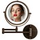 OVENTE 7" Lighted Wall Mount Makeup Mirror with 1X/10X Magnification, Cordless Double Sided Magnifying Round Vanity Mirror, 360&deg; Swivel Design, Extendable and Folding Arm, Antique Bronze MFW70ABZ1X10X