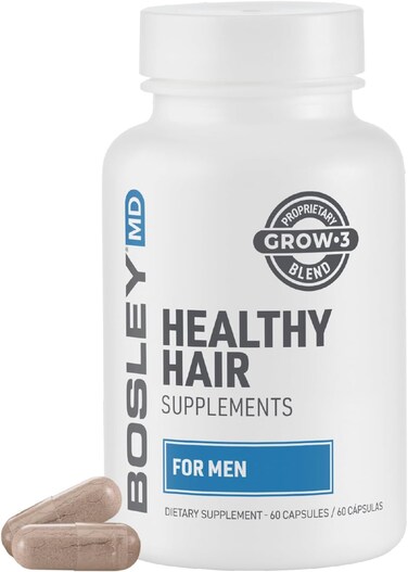 BosleyMD Healthy Hair Growth Supplements with DHT Blockers for Women &amp; Men for Thicker, Fuller, Stronger Hair, 1-2 Month Supply