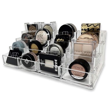 byAlegory Tiered Eyeshadow Makeup Organizer   16 Space Cosmetic Storage, 4 Tiers (CLEAR)