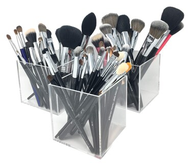 byAlegory Storage Cubes for Organizing Vanity Makeup Brushes and Cosmetic Beauty Items - Clear