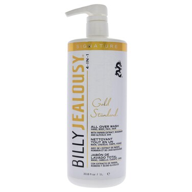 Billy Jealousy Gold Standard 4-in-1 All Over Wash - Hand, Body, Face and Hair Cleansing, Soothing and Moisturizing Wash, Papaya, Mint, Rosemary, Cucumber