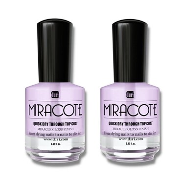 duri Miracote Quick Dry Through Top Coat for Miracle Gloss Finish, None Yellowing, Low Viscosity, Protects Polish from Chipping, Super Glossy, 2 pack