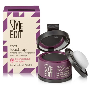 Root Touch Up Powder for Black Hair by Style Edit   Cover Color Grays and Roots Coverage Concealer Mineral Infused Binding Hairline