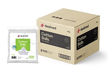 Dealmed Cotton Balls for Face, Makeup &amp; Nail Polish Remover, Medical Uses, &amp; DIY Crafts   Non-Sterile Bulk Pack   Resealable Zip-Locked Bag   100% Pure Cotton - Soft, Absorbent, Gentle (4,000/Case)