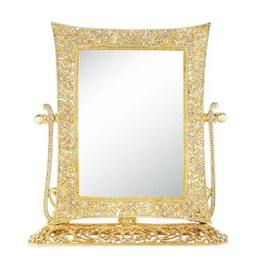 Gold Windsor Magnifying Standing Mirror by Olivia Riegel -
