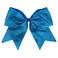 Kenz Laurenz Glitter Cheer Bows Cheerleading Softball Gifts, Team Bow with Ponytail Holder Complete your Cheerleader Outfit, Strong Hair Ties Bands Elastics for Girls and Women - Teal (Pack of 1)