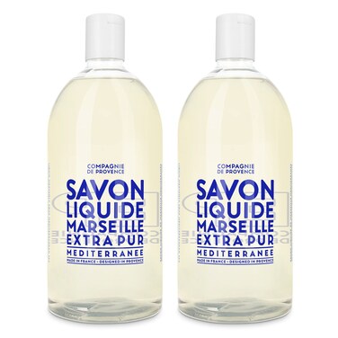 Compagnie de Provence Savon de Marseille Extra Pure Liquid Soap - Mediterranean Sea - Bulk 67.6 Fl Oz Plastic Bottle Refill