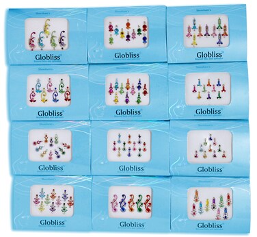 4 Packs Crystal Indian Bindis Multicolored Jewels face Gems Forehead Sticker