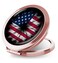 iampanda Compact Rose Gold Mirror for Women,Round Mini Pocket Makeup Mirror for Purse,Cool Portable Folding Travel Mirror with 2X Magnifying (USA Flag Flower)