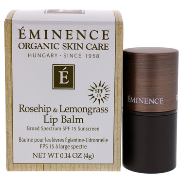 Eminence Organic Skincare Rosehip &amp; Lemongrass Lip Balm SPF 15, 0.14 Oz, 24 Count
