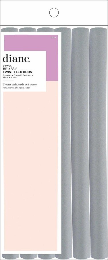Diane Twist-Flex Rods, Hair Rollers for Women and Girls, 11/16", Gray DT22, 6 Pack