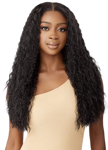 Outre - 5x5 Lace Closure Wig - Human Hair Blend - Peruvian Water Wave 24" (DR4/HONEY BROWN)