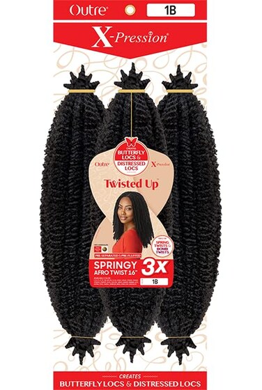 Outre X-Pression - Twisted Up - Springy Afro Twist 16" 3X (3 Pack, DARK BROWN 2)