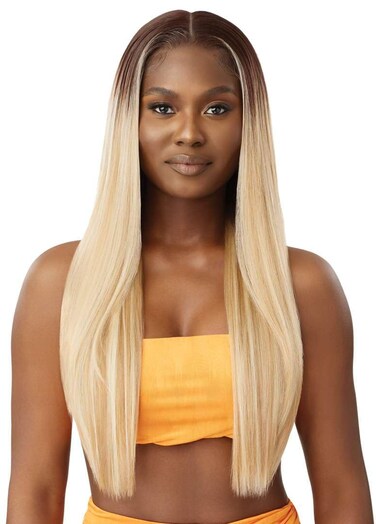 Outre Airtied 100% Fully Hand-Tied Wig - Human Hair Blend - Sleek Yaki 28" (1)