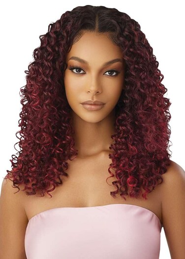 Outre Airtied 100% Fully Hand-Tied Wig - Human Hair Blend - Dominican Curly 22" (1B)