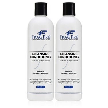 Cleansing Conditioner for Fine Fragile and Treated Hairs 12 oz (2-Pack Gift Set) - Mild Conditioning Shampoo for Sensitive Skin - Sulfate Free Fragrance Free Paraben Free - Vegan Co-wash