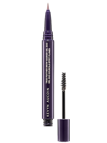 Kevyn Aucoin True Feather Brow Marker Gel Duo: Dual-ended. Shapes, defines + sets brows for full, natural finish. Precise makeup brush tip. Invisible gel formula creates flexible hold.