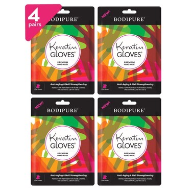 Bodipure Premium Hand Mask Keratin Gloves   Moisturizing Gloves for Dry Hands &amp; Nail-Strengthening &amp; Cuticle Softening   Spa Experience at Home   Chemical Free &amp; for All Skin Types   4 Pairs