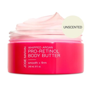 Josie Maran Whipped Argan Pro-Retinol Body Butter - Ultra-Hydrating Retinol Body Cream with Air-Whipped 100% Pure Argan Oil - Smooth, Soothe &amp; Improve the Look of Fine Lines - Unscented (8 Oz)