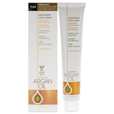 One N' Only Permanent Hair Color - Permanent Hair Dye Made with Argan Oil - Delivers Rich, Accurate Tones with Gray Coverage - Improves Moisture &amp; Elasticity - 7NN Rich Natural Medium Blonde (3 oz)