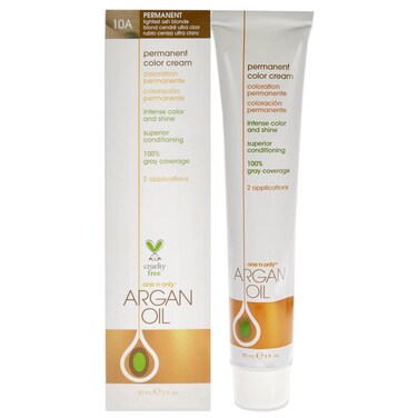 One N' Only Permanent Hair Color - Permanent Hair Dye Made with Argan Oil - Delivers Rich, Accurate Tones with Gray Coverage - Improves Moisture &amp; Elasticity - 10A Lightest Ash Blonde (3 oz)
