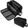 PAVILIA Toiletry Bag for Men, Travel Toiletries Bag   Water-resistant Dopp Kit, PU Leather Shaving Pouch Organizer for Accessories, Cosmetic, Hygiene, Grooming Essentials (Black)