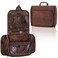 PAVILIA Large Hanging Toiletry Bag Travel Bag Women Men, PU Leather Cosmetic Organizer, Water Resistant Makeup Bag Accessories Toiletries, Travel Essentials Kit, Brown