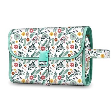 Fintie Portable Toiletry Cosmetic Travel Bag, Large Water Resistant Hanging Makeup Organizer Storage Pouch Case for Women Girls, Spring