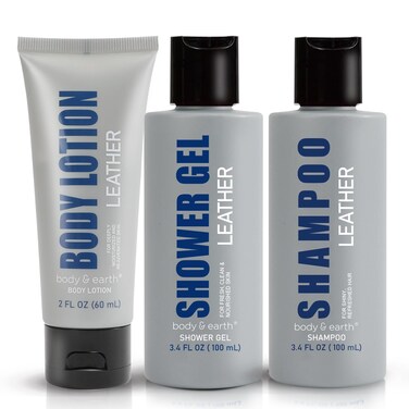 Gift Set for Men - Mens Bath Set and Body Wash Set with Leather Scent Shower Gel, Body Lotion, Shampoo, Mens Shower Gift Sets, Father Day Gifts for Men