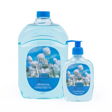 SIMPLE PLEASURES Premium Hand Soap Refills Collection - Fresh Cotton Scent, 7.9 oz Bottle with Jumbo 59 oz Refill - Goodhousekeeping Seal Approved - Multiple Scents Cotton Scented Hand Soap and Refill