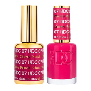 DND DC Gel Polish Set, Pink Collection, UV/LED Gel Polish and Air Dry Nail Lacquer, Matching Chip-Free Polish Duo, 071 Cherry Punch, 0.5 Fl Oz