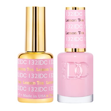 DND DC Gel Polish Set, Pink Collection, UV/LED Gel Polish and Air Dry Nail Lacquer, Matching Chip-Free Polish Duo, 132 Lemon Tea, 0.5 Fl Oz