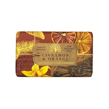 The English Soap Company Anniversary Wrapped Soap Bar, Luxury Cinnamon Shea Butter Soap Bar, Moisturizing Face &amp; Body Bar, Cinnamon &amp; Orange Scent 0.42 lbs
