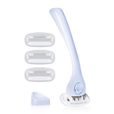 Billie Razors for Women Shave Kit &ndash; Women&rsquo;s Razor + 4 x 5-Blade Razor Refills + Magnetic Holder &ndash; Cool Blue